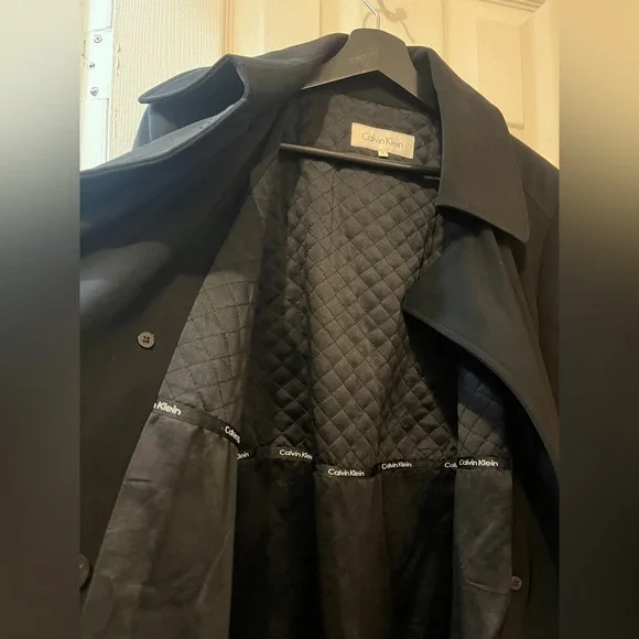 Calvin Klein Classic Black Trench Coat - Picture 6 of 9